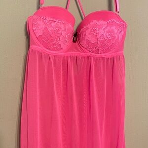 Pink Lace Babydoll Lingerie
